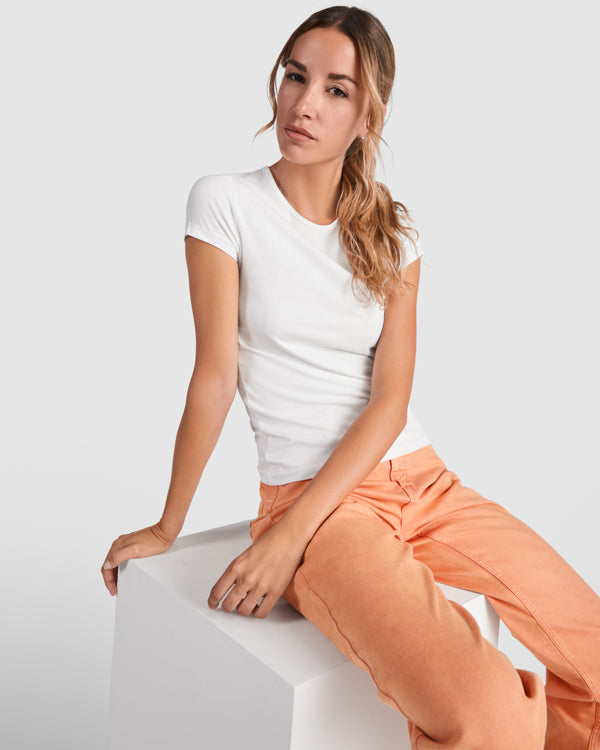 innovateQ Best-Preis-Garantie: Damen T-Shirt mit eingefasstem Rundhalsausschnitt in feinem Rippstrick BALI CA6597 türkis