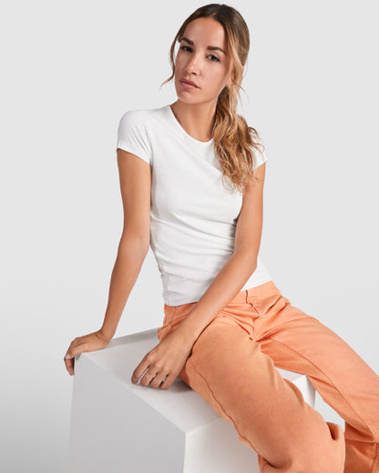 innovateQ Best-Preis-Garantie: Damen T-Shirt mit eingefasstem Rundhalsausschnitt in feinem Rippstrick BALI CA6597 türkis