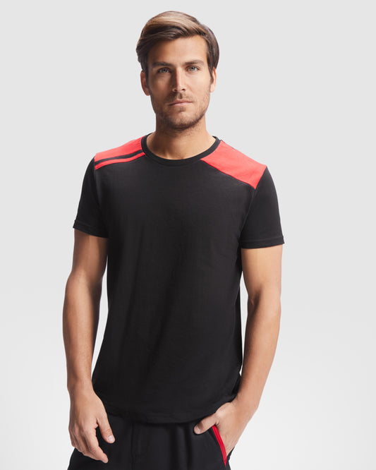 innovateQ Best-Preis-Garantie: Kurzarmeliges T-Shirt in kombinierten Farben EXPEDITION CA8411 schwarz rot