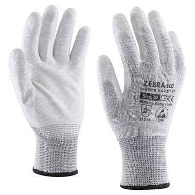 Best-Preis-Garantie:  Kohlefaser ESD Handschuhe mit Polyurethanschaum beschichteter Handfläche ökonomische Version ZEBRA-ECO