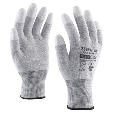 Best-Preis-Garantie:  Kohlefaser ESD Handschuhe mit Polyurethanschaum Fingerspitzenbeschichtung ökonomische Version ZEBRA-1-ECO